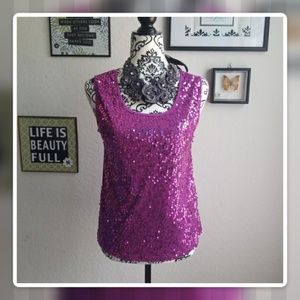 George Pink Sequin Tank Top S 4 6